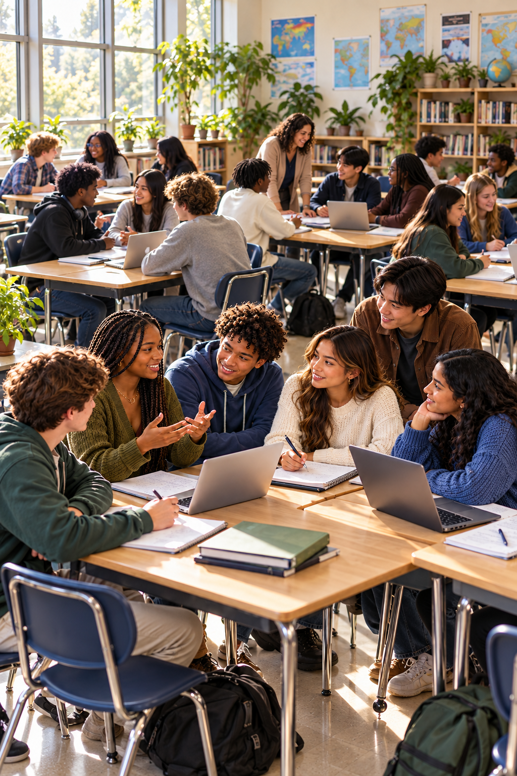 Warm collaborative high school classroom Warm collaborative high school classroom